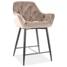 Стул барный SIGNAL CHERRY H-2 VELVET Bluvel 28 бежевый/черный мат