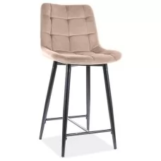 Стул барный SIGNAL CHIC H-2 VELVET Bluvel 28 бежевый/черный мат