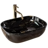 Умывальник Rea Belinda Black Marble U8907 глянцевый черный