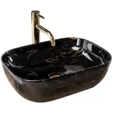 Умывальник Rea Belinda Black Marble U8907 глянцевый черный