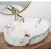 Умывальник Rea Queen Carrara Shiny U1232 белый мрамор