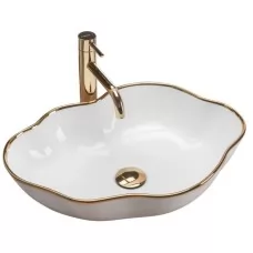 Умывальник Rea Pearl Gold Edge U0696 белый