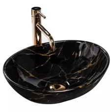 Умывальник Rea Sofia Black Marble Shiny U5611 черный