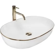 Умывальник Rea Cleo White Gold Edge U6211 белый/золото цвет