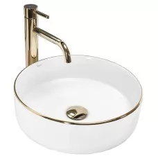 Умывальник Rea Sami Gold Edge U6758 белый / золото