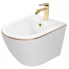 Биде Rea Carlo Mini White Gold Edge C6990 (подвесное)