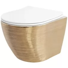 Унитаз Rea Carlo rimless Flat Brush Gold C6942 (подвесной) з..