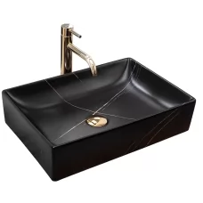 Умывальник Rea Inga black marble matt U8006 черный
