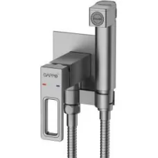 Смеситель с гигиенической лейкой Gappo G7217-19 оружейная сталь