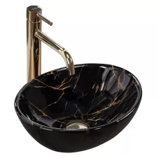 Умывальник Rea Sofia Mini Black Marble Shiny U6963 черный