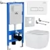 Унитаз с инсталляцией Roxen StounFix Slim 576390 с унитазом 530155-01 с кнопкой Caspia 410280W