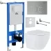 Унитаз с инсталляцией Roxen StounFix Slim 524734 с унитазом 530185-01 с кнопкой Santi 410260M