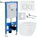 Унитаз с инсталляцией Roxen StounFix Slim 533876 с унитазом 530185-02 с кнопкой Santi 410280W