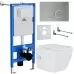 Унитаз с инсталляцией Roxen StounFix Slim 533185 с унитазом 530135-01X с кнопкой Santi 410260M