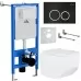 Унитаз с инсталляцией Roxen StounFix Slim 507542 с унитазом 530145-01 с кнопкой Santi 410260B