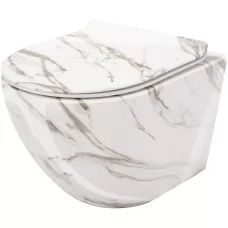 Унитаз Rea Carlos rimless Lava Shiny C0536 белый мрамор