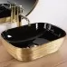 Умывальник Rea Belinda gold brush black U8780 46,5x33 черный/золото
