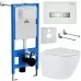 Унитаз с инсталляцией Roxen StounFix Slim 633220 с унитазом 530185-01 с кнопкой Glass 430280W
