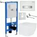 Унитаз с инсталляцией Roxen StounFix Slim 634687 с унитазом 530135-01 с кнопкой Glass 430280W
