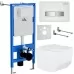 Унитаз с инсталляцией Roxen StounFix Slim 639404 с унитазом 530145-01 с кнопкой Glass 430280W