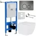 Унитаз с инсталляцией Roxen StounFix Slim 625840 с унитазом 530135-01 с кнопкой Steel 420260G