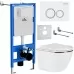 Унитаз с инсталляцией Roxen StounFix Slim 728092 с унитазом 530110-01G с кнопкой Santi 410260W