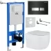 Унитаз с инсталляцией Roxen StounFix Slim 646666 с унитазом 530155-01 с кнопкой Glass 430280B