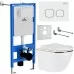 Унитаз с инсталляцией Roxen StounFix Slim 807054 с унитазом 530110-01G с кнопкой Santi 410280W