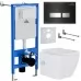 Унитаз с инсталляцией Roxen StounFix Slim 649838 с унитазом 530135-01X с кнопкой Glass 430280B