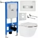 Унитаз с инсталляцией Roxen StounFix Slim 904965 с унитазом 530110-01G с кнопкой Glass 430280W​