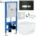 Унитаз с инсталляцией Roxen StounFix Slim 649644 с унитазом 530145-01 с кнопкой Glass 430280B