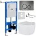 Унитаз с инсталляцией Roxen StounFix Slim 627320 с унитазом 530155-01 с кнопкой Steel 420260G