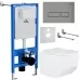 Унитаз с инсталляцией Roxen StounFix Slim 608537 с унитазом 530145-01 с кнопкой Caspia 410280M