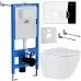 Унитаз с инсталляцией Roxen StounFix Slim 508565 с унитазом 530185-01 с кнопкой Santi 410260CH 