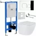 Унитаз с инсталляцией Roxen StounFix Slim 546881 с унитазом 530185-01 с кнопкой Santi 410280CH