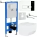 Унитаз с инсталляцией Roxen StounFix Slim 594218 с унитазом 530145-01 с кнопкой Caspia 410280CH