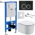 Унитаз с инсталляцией Roxen StounFix Slim 911522 с унитазом 530120-01 с кнопкой Santi 410260B