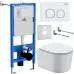 Унитаз с инсталляцией Roxen StounFix Slim 916803 с унитазом 530120-01 с кнопкой Santi 410280W