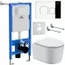 Унитаз с инсталляцией Roxen StounFix Slim 918025 с унитазом 530120-01 с кнопкой Santi 410280CH