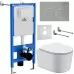 Унитаз с инсталляцией Roxen StounFix Slim 919136 с унитазом 530120-01 с кнопкой Santi 410280M