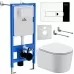 Унитаз с инсталляцией Roxen StounFix Slim 932469 с унитазом 530120-01 с кнопкой Caspia 410280CH