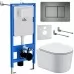 Унитаз с инсталляцией Roxen StounFix Slim 954681 с унитазом 530120-01 с кнопкой Steel 420280G