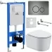 Унитаз с инсталляцией Roxen StounFix Slim 963592 с унитазом 530120-01 с кнопкой Steel 420260G