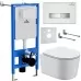 Унитаз с инсталляцией Roxen StounFix Slim 964407 с унитазом 530120-01 с кнопкой Glass 430280W