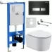Унитаз с инсталляцией Roxen StounFix Slim 965318 с унитазом 530120-01 с кнопкой Glass 430280B