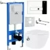 Унитаз с инсталляцией Roxen StounFix Slim 958812 с унитазом 530185-01Х с кнопкой Caspia 410280CH