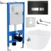 Унитаз с инсталляцией Roxen StounFix Slim 963184 с унитазом 530185-01Х с кнопкой Glass 430280B