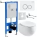 Унитаз с инсталляцией Roxen StounFix Slim 964008 с унитазом 530170-01 с кнопкой Santi 410260W
