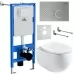 Унитаз с инсталляцией Roxen StounFix Slim 964076 с унитазом 530170-01 с кнопкой Santi 410260M