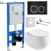 Унитаз с инсталляцией Roxen StounFix Slim 964079 с унитазом 530170-01 с кнопкой Santi 410280B
